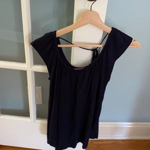Cotton top.  Tank.  Loft.  Back tie.  Xs.  Navy blue